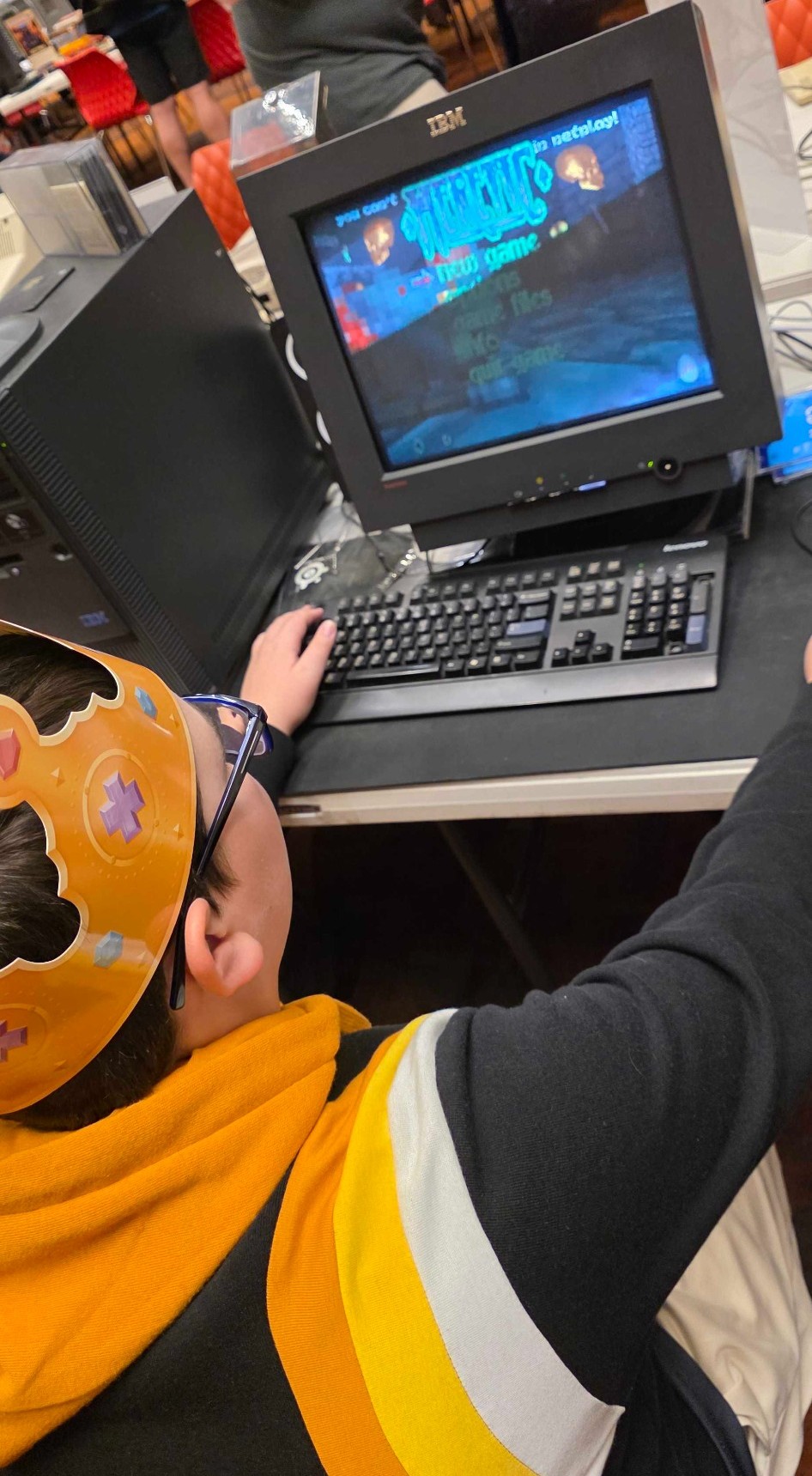 Blake exploring another classic game in the Classic Gaming Room