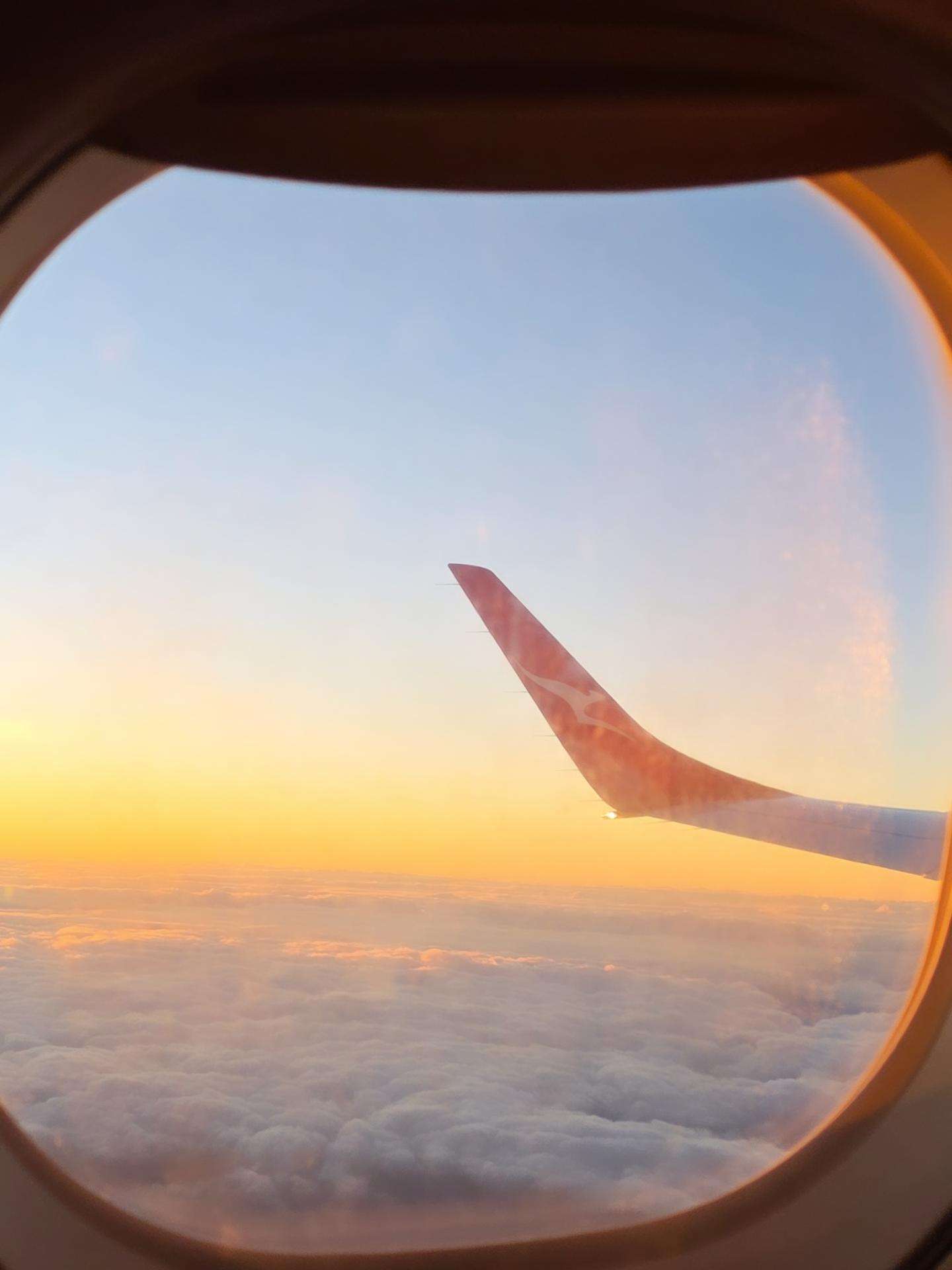 Flying home at sunset