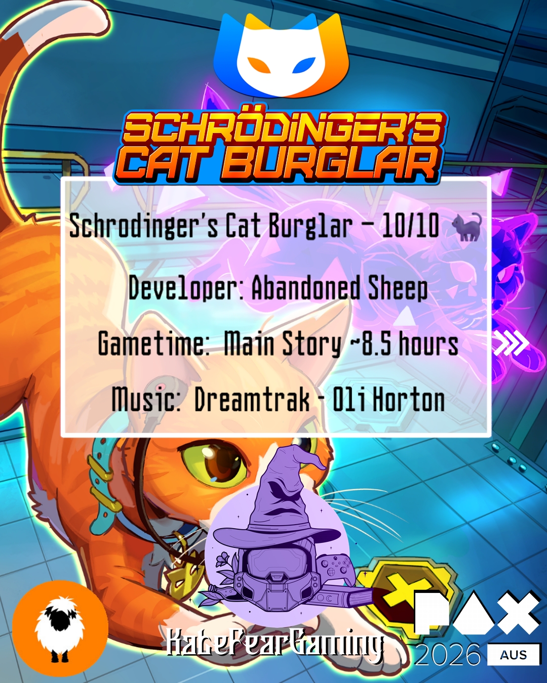 Schrödinger’s Cat Burglar review cover art by KateFearGaming
