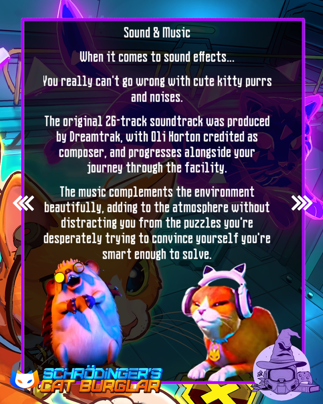 Original KateFearGaming review slide featuring game art and commentary